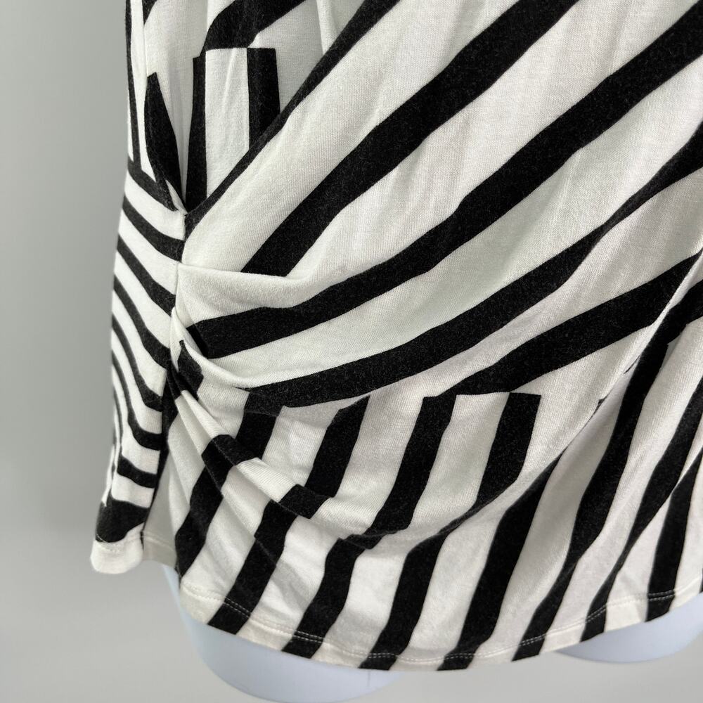 Peter Som Black White Contrast Stripe Faux Wrap Sleeveless Knit Top S - Picture 5 of 14